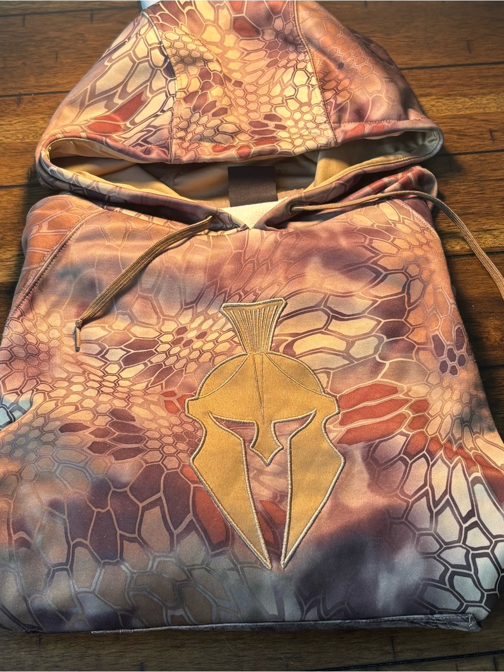Source Unknown Multicolor Desert Camo Hoodie with Gold Spartan Emblem
